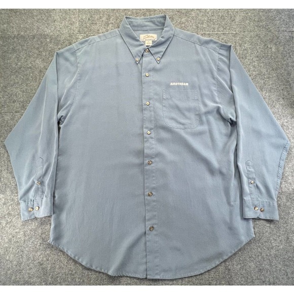 Tri-Mountain Airstream Shirt Mens XL Blue Check Long Sleeve Embroidered Logo - Picture 1 of 11